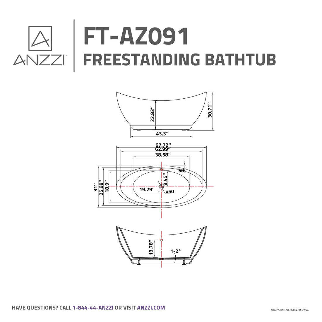 Reginald Series 5.67 ft. Freestanding Bathtub in White — primary product view