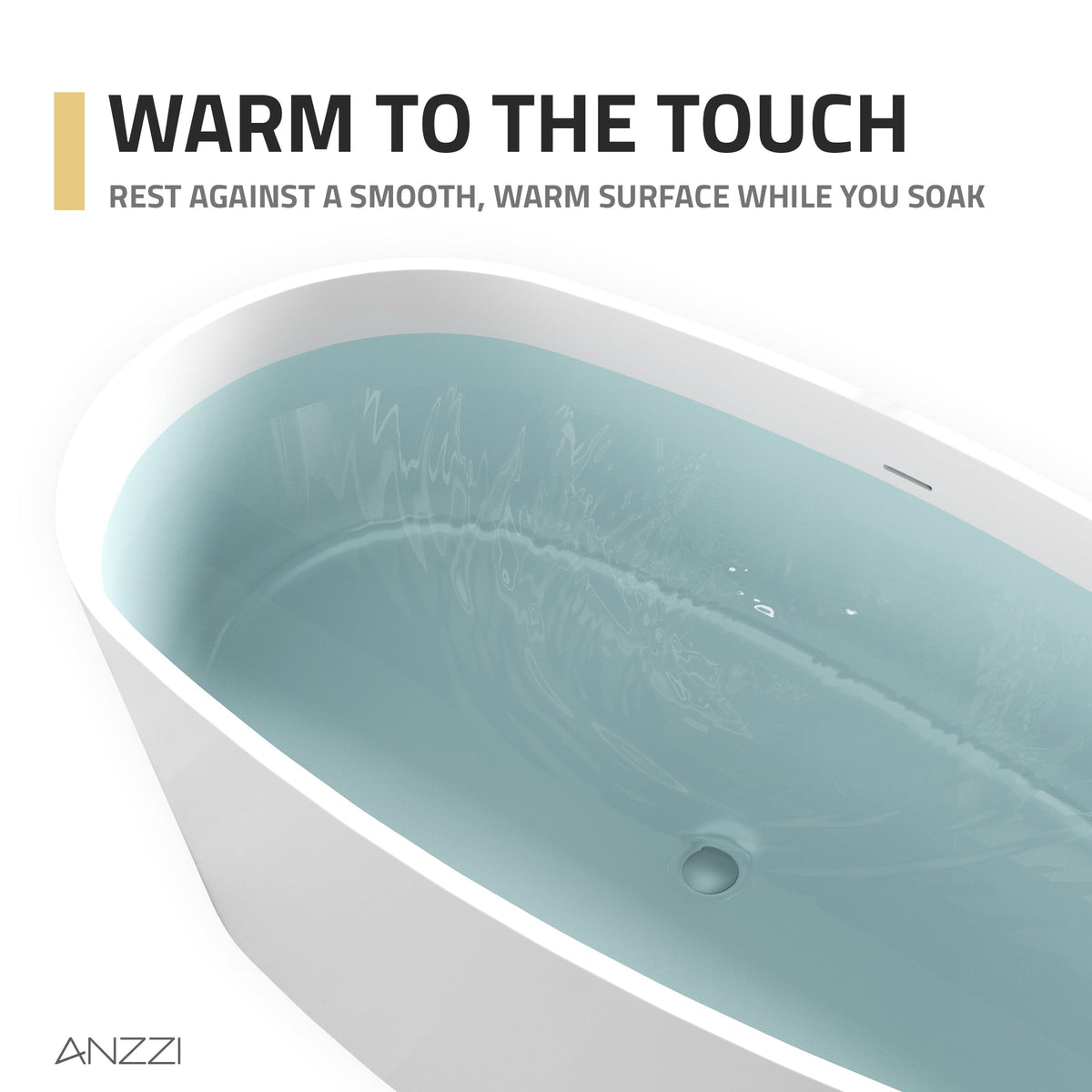 FT-AZ505 freestanding bathtub - warm-to-the-touch surface detail