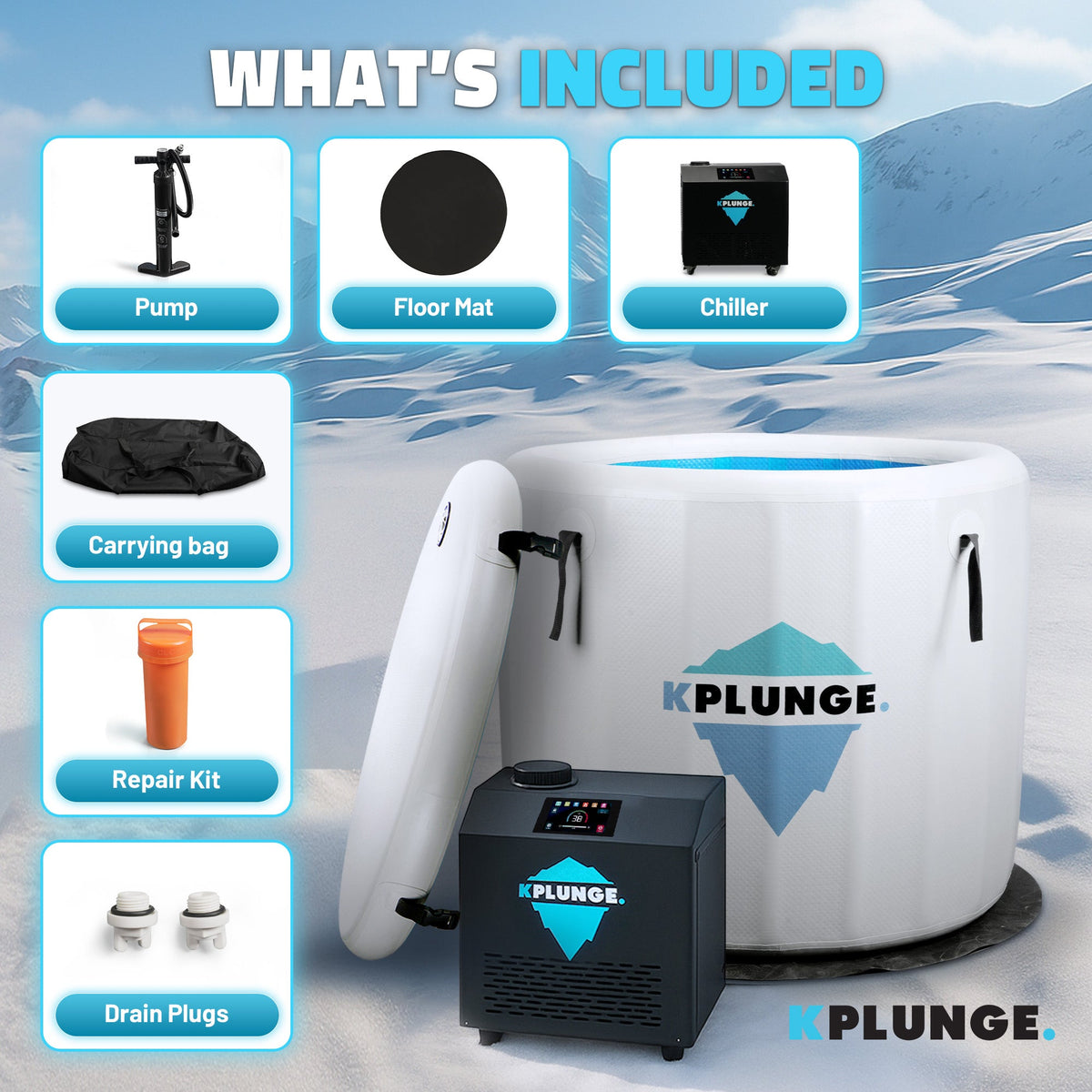 Arctic Fox 39" 1-Person Inflatable Cold Plunge & Hot Tub with ¾ HP Chiller and Heater in Gray