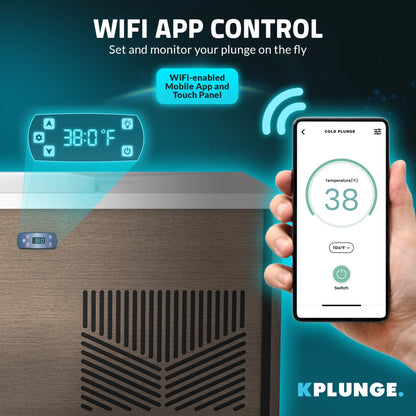 Iroquois 67" 1-Person Mono-Jet All-in-One Cold Plunge & Hot Tub with Built-In Chiller/Heater in Chestnut