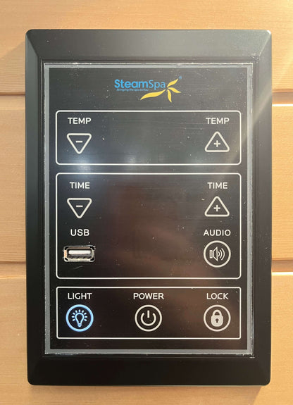 SteamSpa 5-Person Hemlock Wooden Indoor Infrared Sauna SC-SS0010-0S, control panel