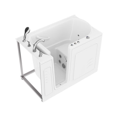 30 in. x 53 in. Left Drain Quick Fill Walk-In Whirlpool Tub with Powered Fast Drain in White