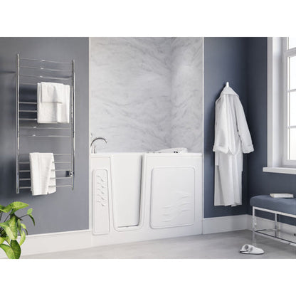30 in. x 53 in. Left Drain Quick Fill Walk-In Whirlpool Tub with Powered Fast Drain in White
