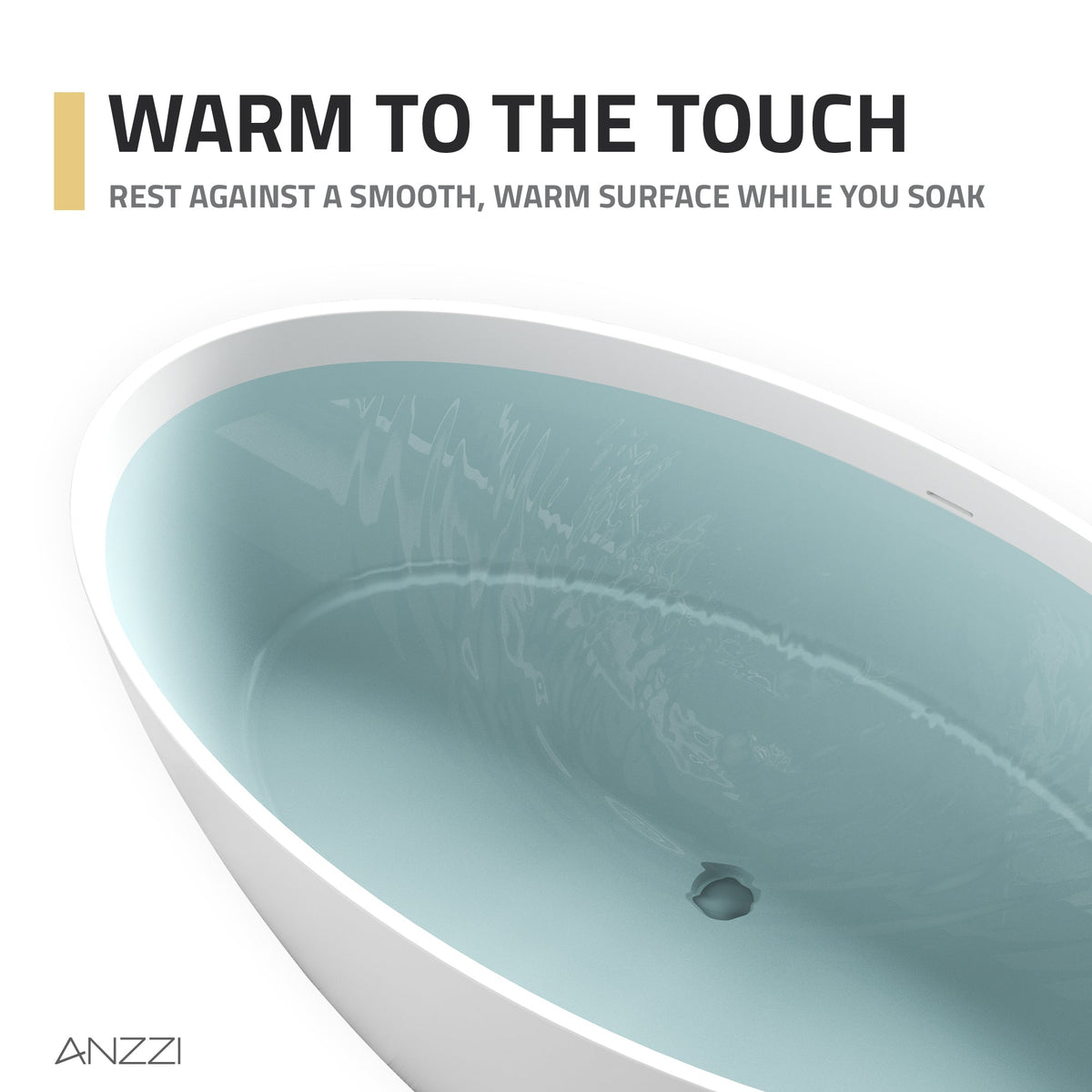 FT-AZ510 freestanding bathtub - warm-to-the-touch surface detail