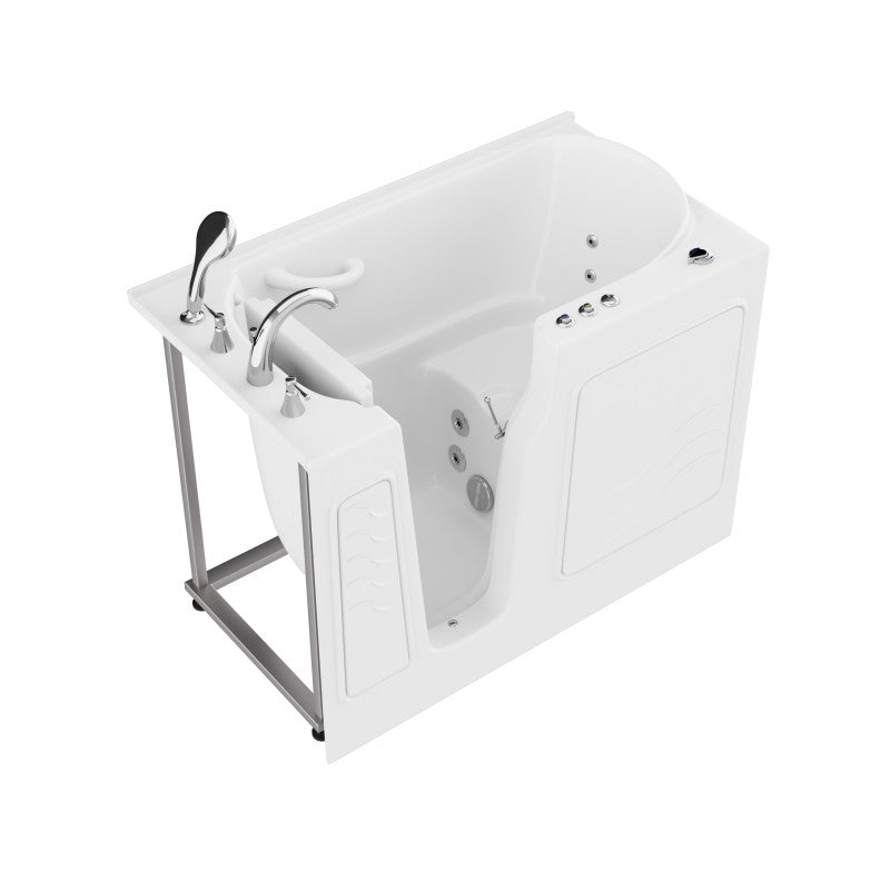 Coupe Series 29 in. x 52 in. Left Drain Quick Fill Walk-In Whirlpool Tub with Powered Fast Drain in White — primary view