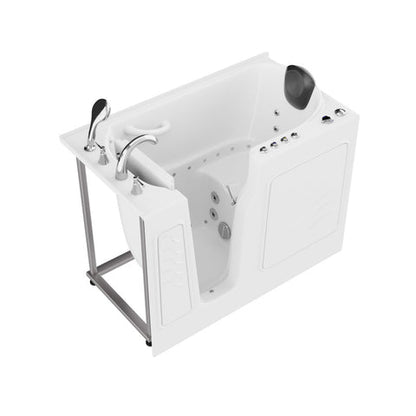 Coupe Series 29 in. x 52 in. Left Drain Quick Fill Walk-In Whirlpool and Air Tub with Powered Fast Drain in White