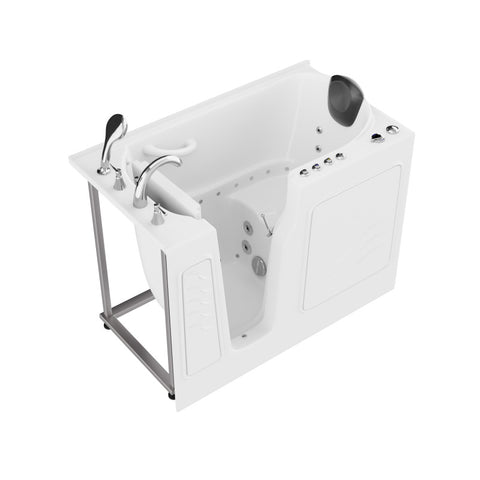 Coupe Series 29 in. x 52 in. Left Drain Quick Fill Walk-In Whirlpool and Air Tub with Powered Fast Drain in White