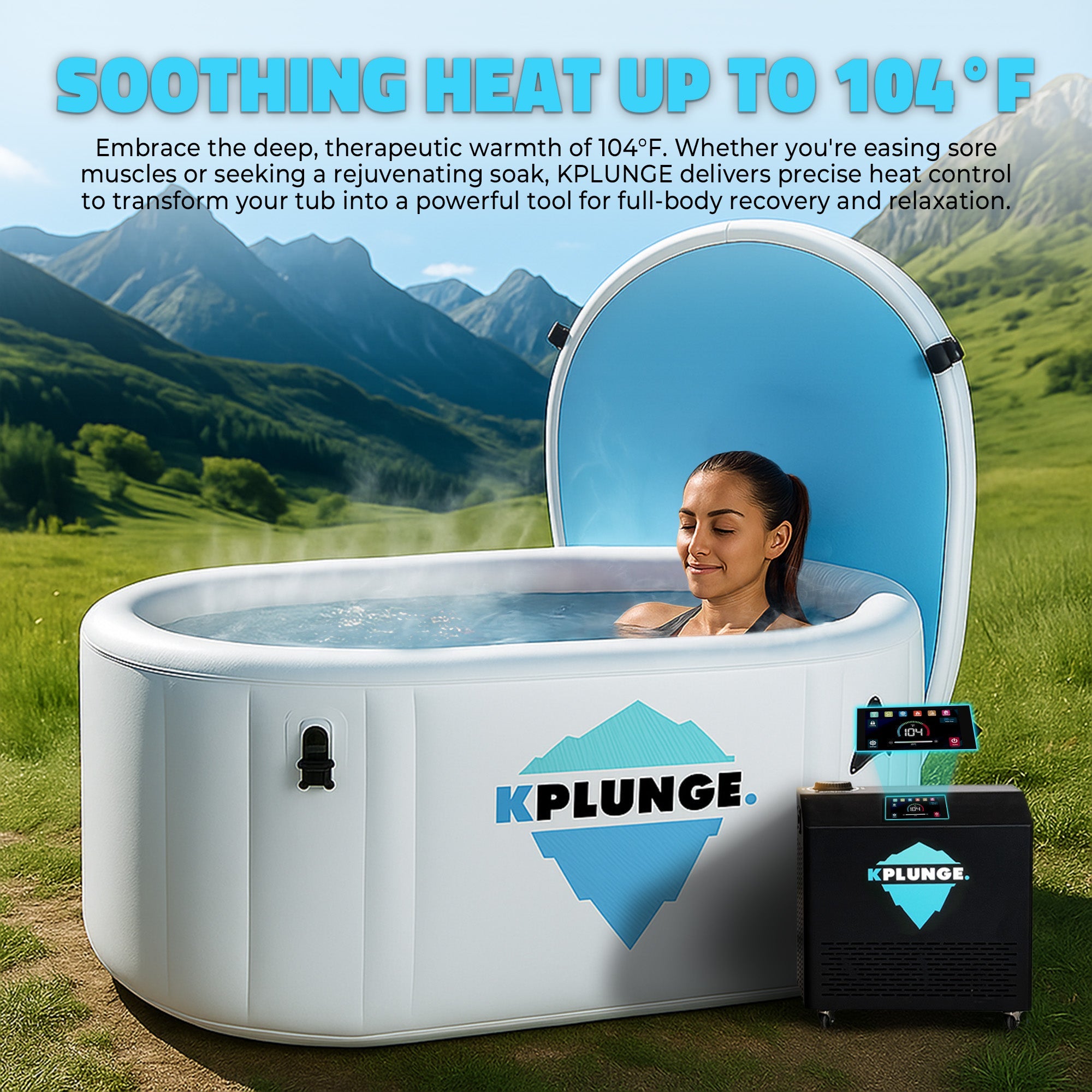 Kodiak 59" 1-Person Inflatable Cold Plunge & Hot Tub with ¾ HP Chiller and Heater in Gray