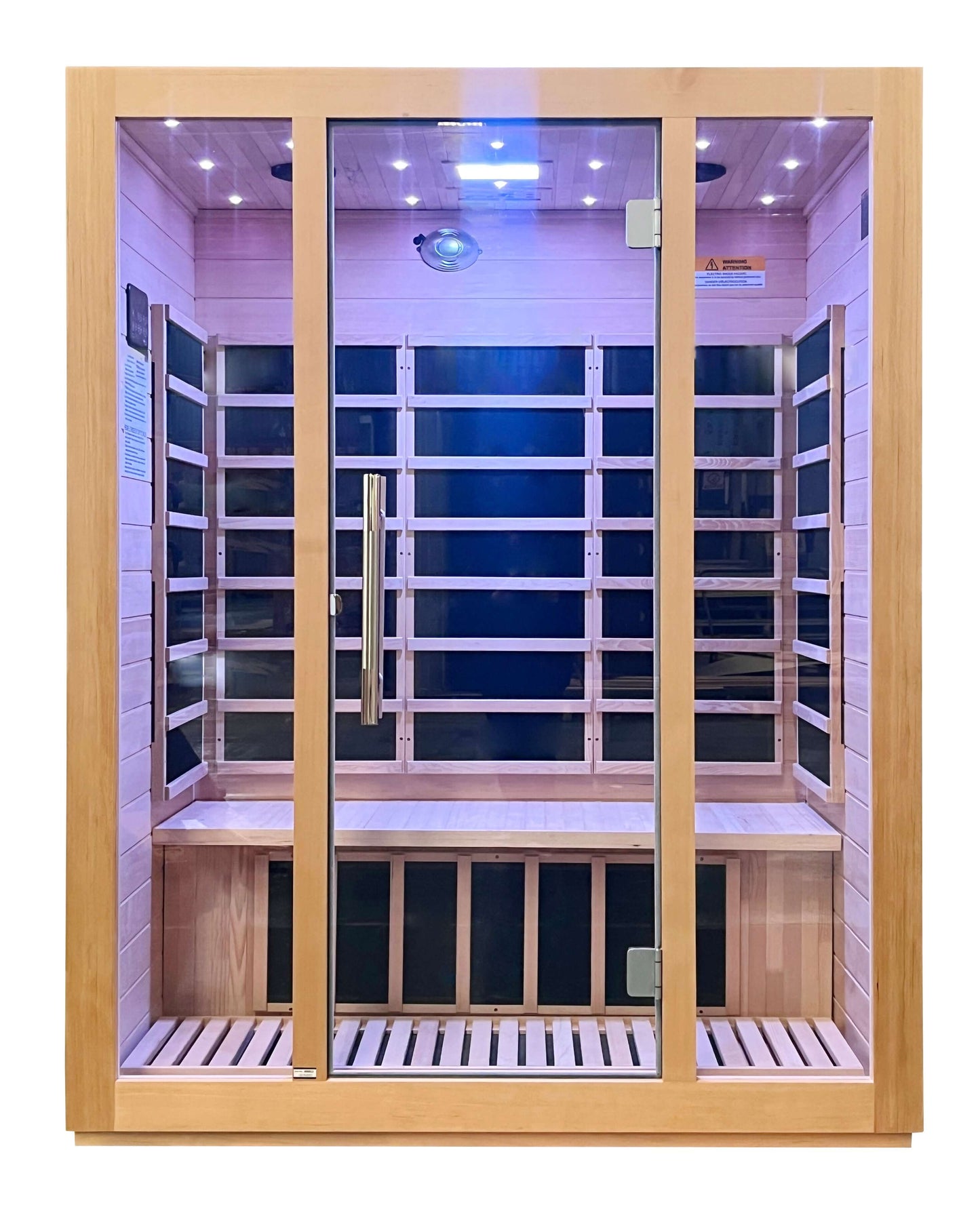 SteamSpa 3-Person Hemlock Wooden Indoor Infrared Sauna with Bluetooth &amp; Touch Control SC-SS0008-3P front