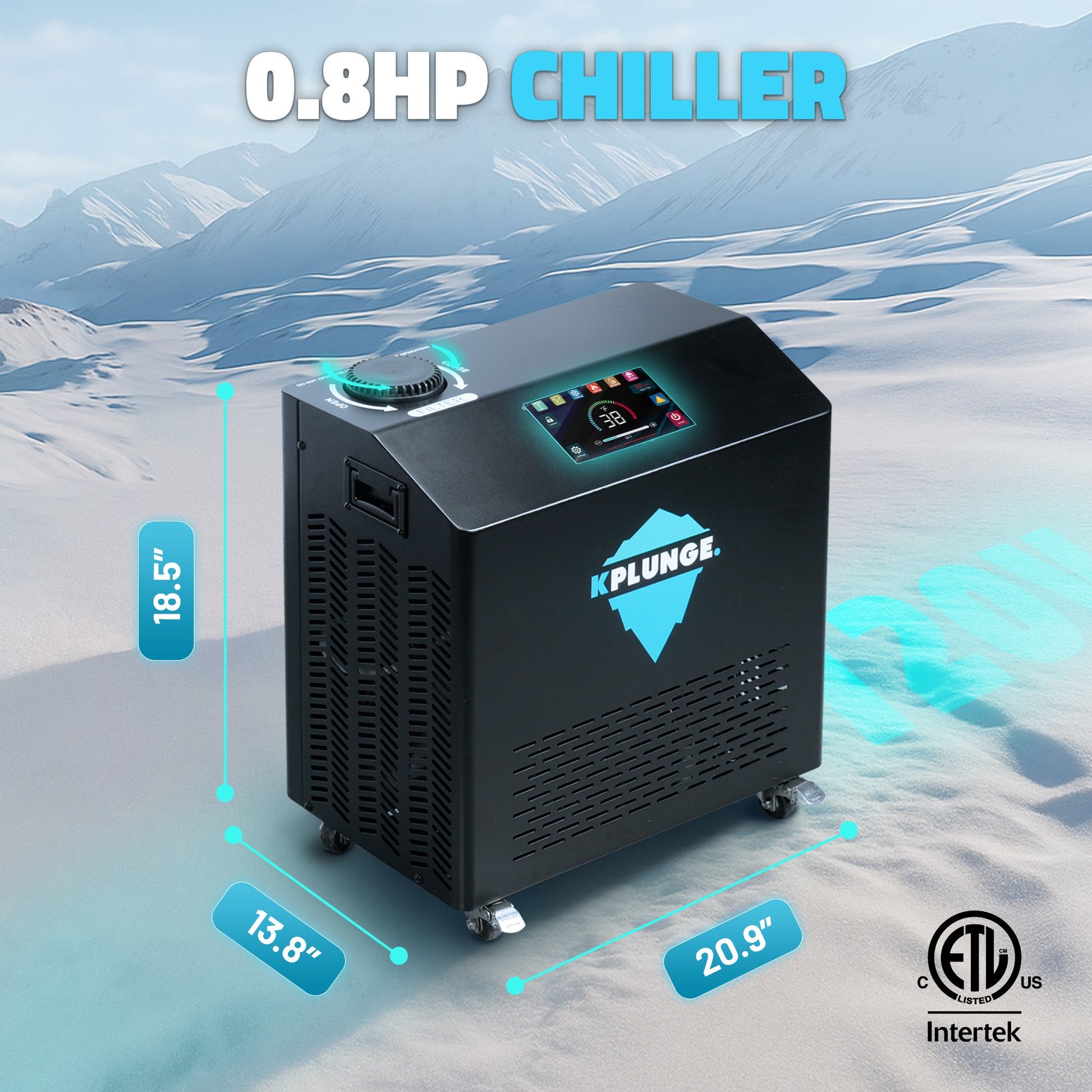 Gale ¾ HP Cold Plunge Chiller and Heater in Black with 38°F–104°F Cooling & Heating, WiFi App Control, and Filter