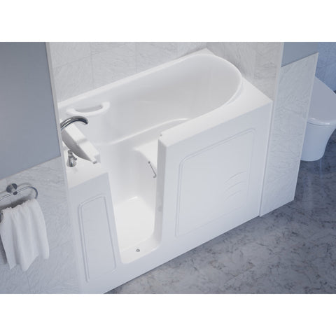 26 in. x 53 in. Left Drain Quick Fill Walk-In Soaking Tub in White