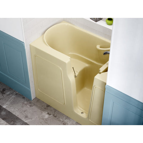 26 in. x 46 in. Right Drain Quick Fill Walk-In Soaking Tub in Biscuit