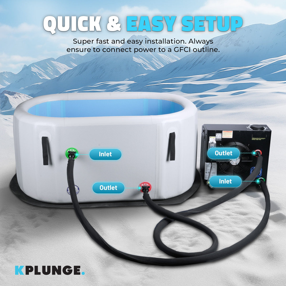 Kodiak 59" 1-Person Inflatable Cold Plunge & Hot Tub with ¾ HP Chiller and Heater in Gray
