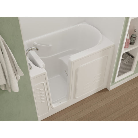 30 in. x 53 in. Left Drain Quick Fill Walk-In Soaking Tub in White