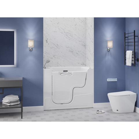 Left Drain FULLY LOADED Wheelchair Access Walk-in Tub with Air and Whirlpool Jets Hot Tub | Quick Fill Waterfall Tub Filler with 6 Setting Handheld Shower Sprayer | Including Aromatherapy, LED Lights, V-Shaped Back Jets, and Auto Drain | 2953WCLWD