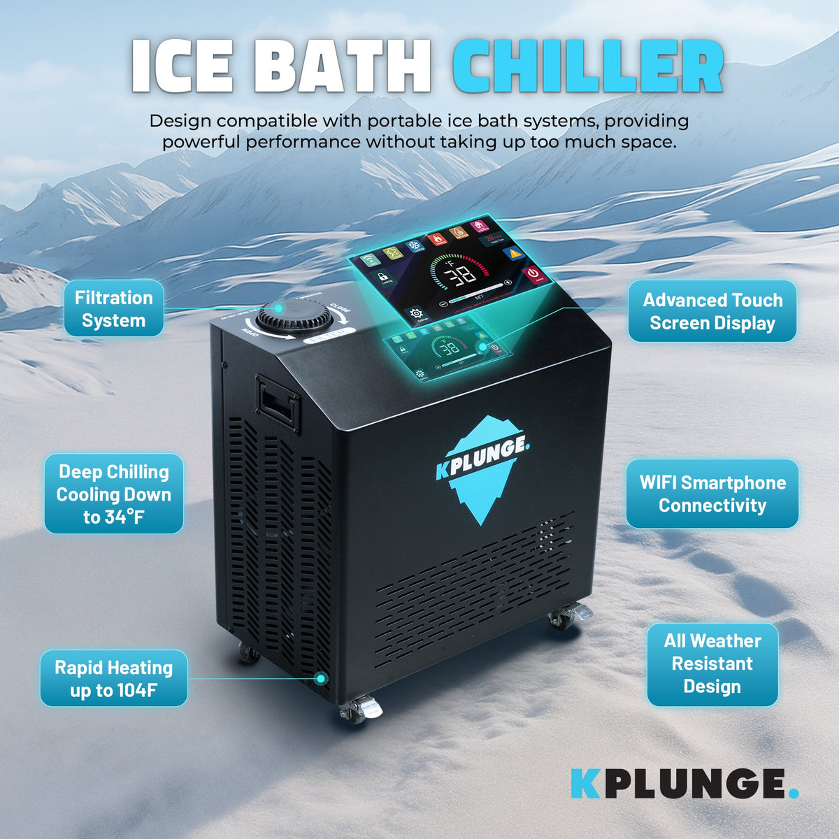 Kodiak 59" 1-Person Inflatable Cold Plunge & Hot Tub with 1 HP Chiller and Heater in Gray