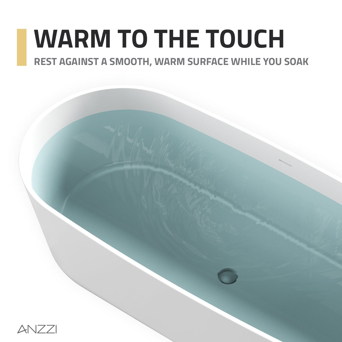 FT-AZ511 freestanding bathtub - warm-to-the-touch surface detail