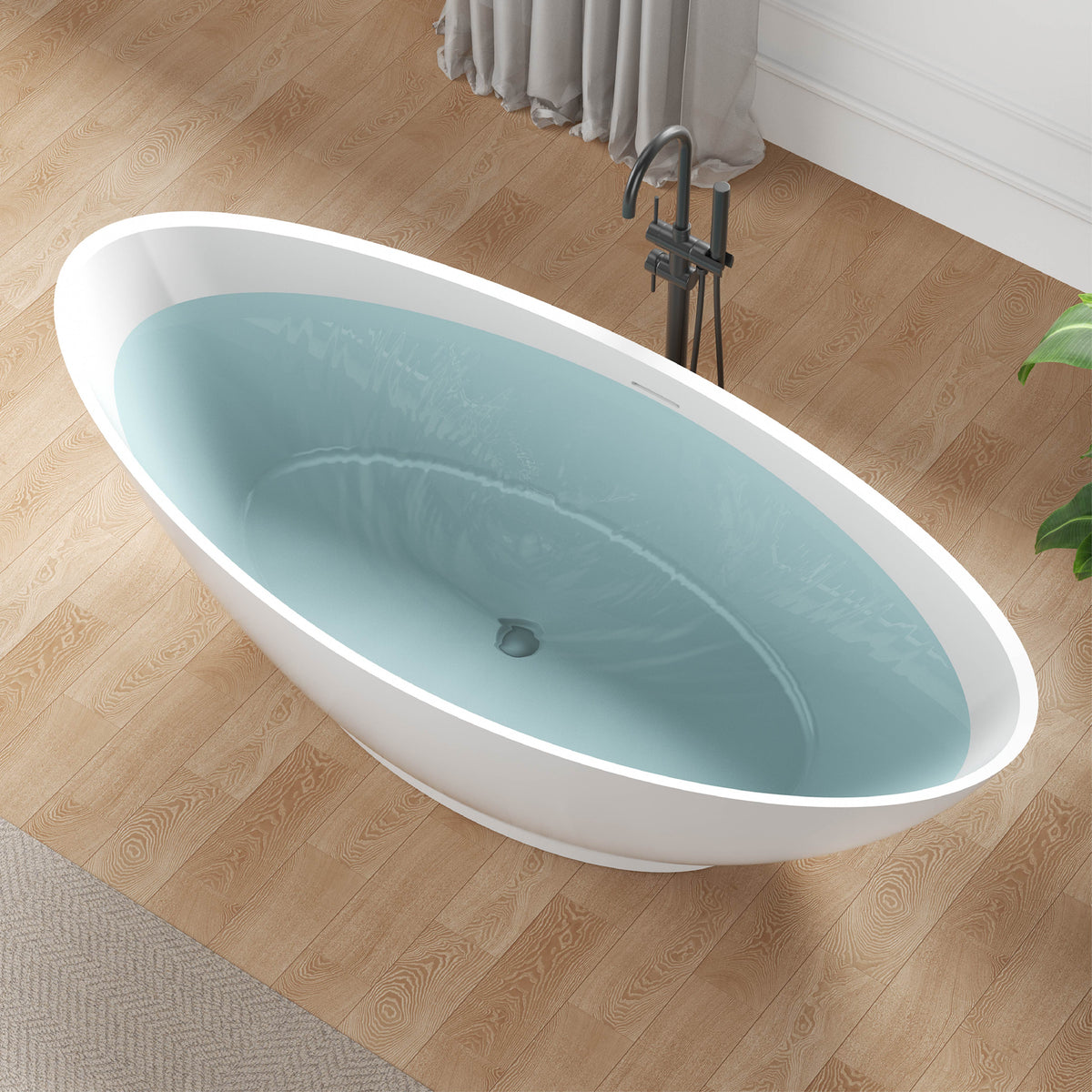 FT-AZ508 freestanding bathtub - angled view with water