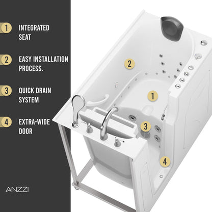 Coupe Premier 53 - 60 in x 28 in. Right Drain Air and Whirlpool Jetted Walk-in Tub in Biscuit
