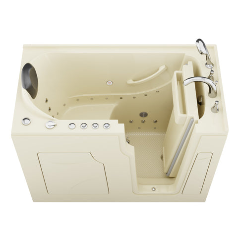 Coupe Premier 53 - 60 in x 28 in. Right Drain Air and Whirlpool Jetted Walk-in Tub in Biscuit