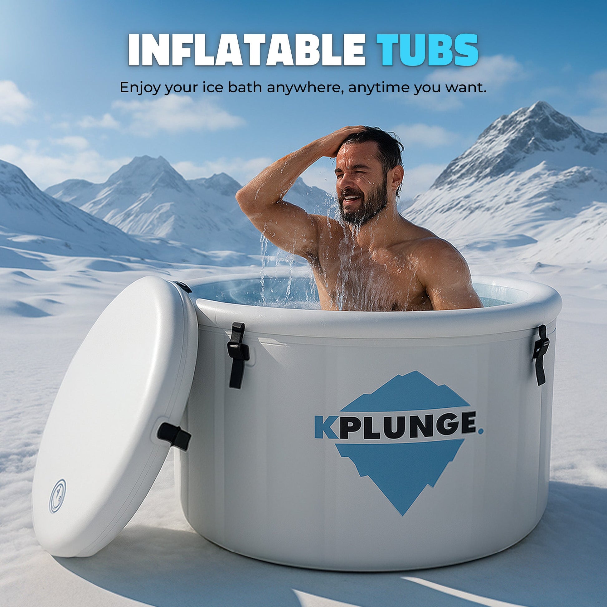 Arctic Fox 39" 1-Person Inflatable Cold Plunge & Hot Tub with PVC Insulated Lid in Gray