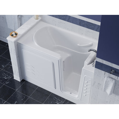 30 in. x 60 in. Right Drain Quick Fill Walk-In Soaking Tub in White