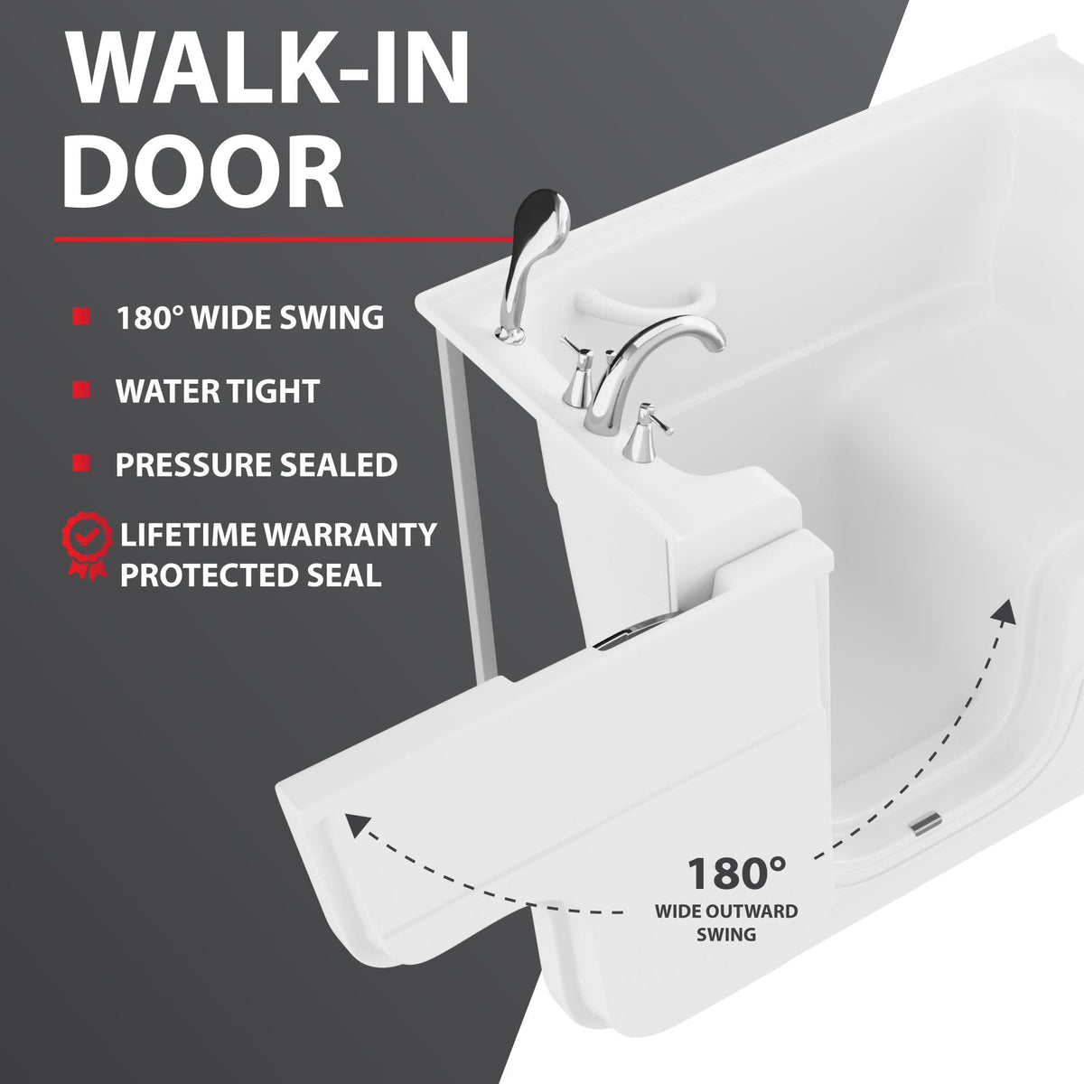 Coupe Series 29 in. x 53 in. Left Drain Wheelchair Access Walk-In Whirlpool Tub with Powered Fast Drain in White — view 3