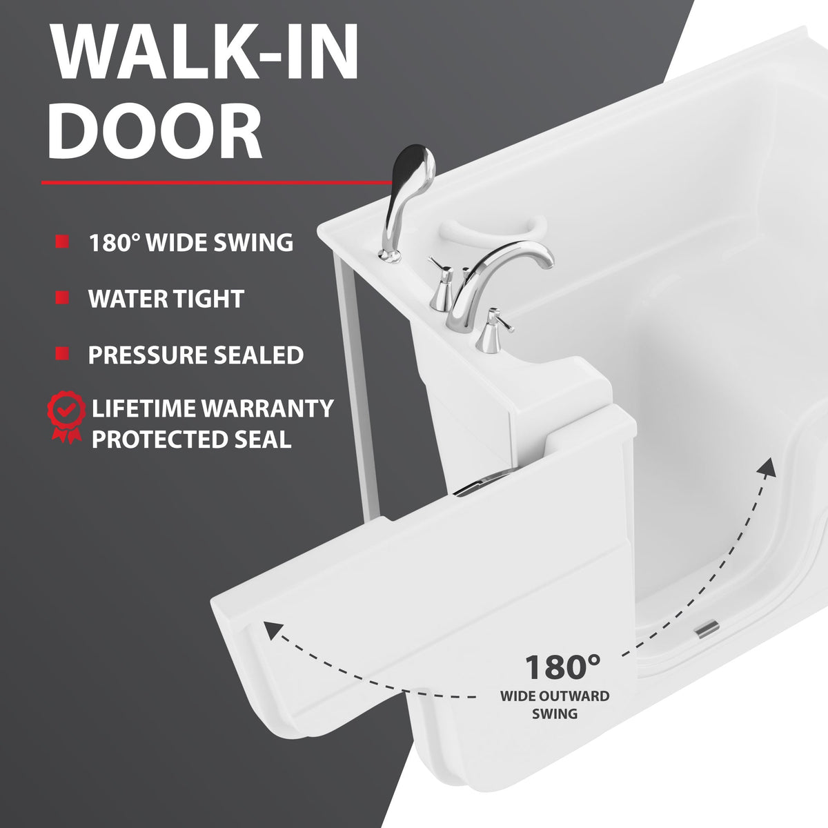 Coupe Series 29 in. x 53 in. Right Drain Wheelchair Access Walk-In Whirlpool and Air Tub with Powered Fast Drain — view 3
