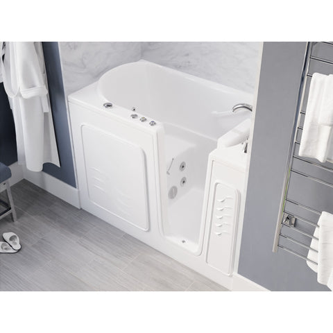 30 in. x 53 in. Right Drain Quick Fill Walk-In Whirlpool Tub with Powered Fast Drain in White