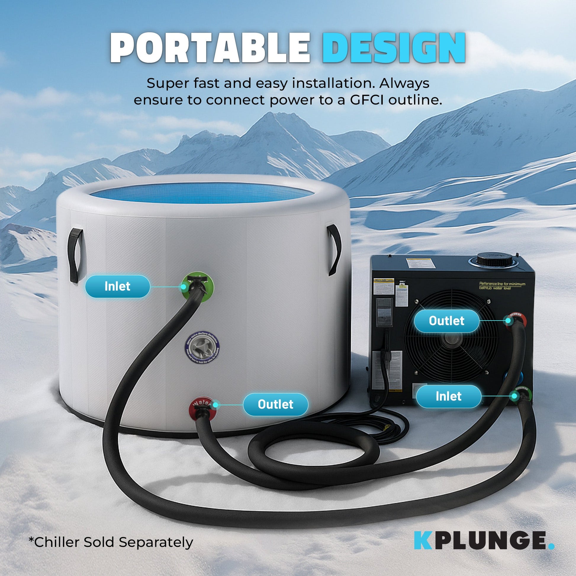 Arctic Fox 39" 1-Person Inflatable Cold Plunge & Hot Tub with PVC Insulated Lid in Gray