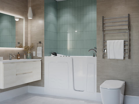 53 - 60 in. x 26 in. Right Drain Air and Whirlpool Jetted Walk-in Tub in White