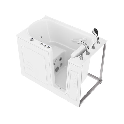 30 in. x 53 in. Right Drain Quick Fill Walk-In Whirlpool Tub with Powered Fast Drain in White