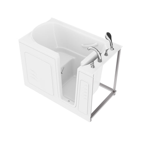 30 in. x 53 in. Right Drain Quick Fill Walk-In Soaking Tub in White