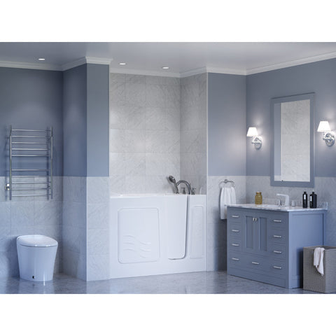 26 in. x 53 in. Right Drain Quick Fill Walk-In Soaking Tub in White