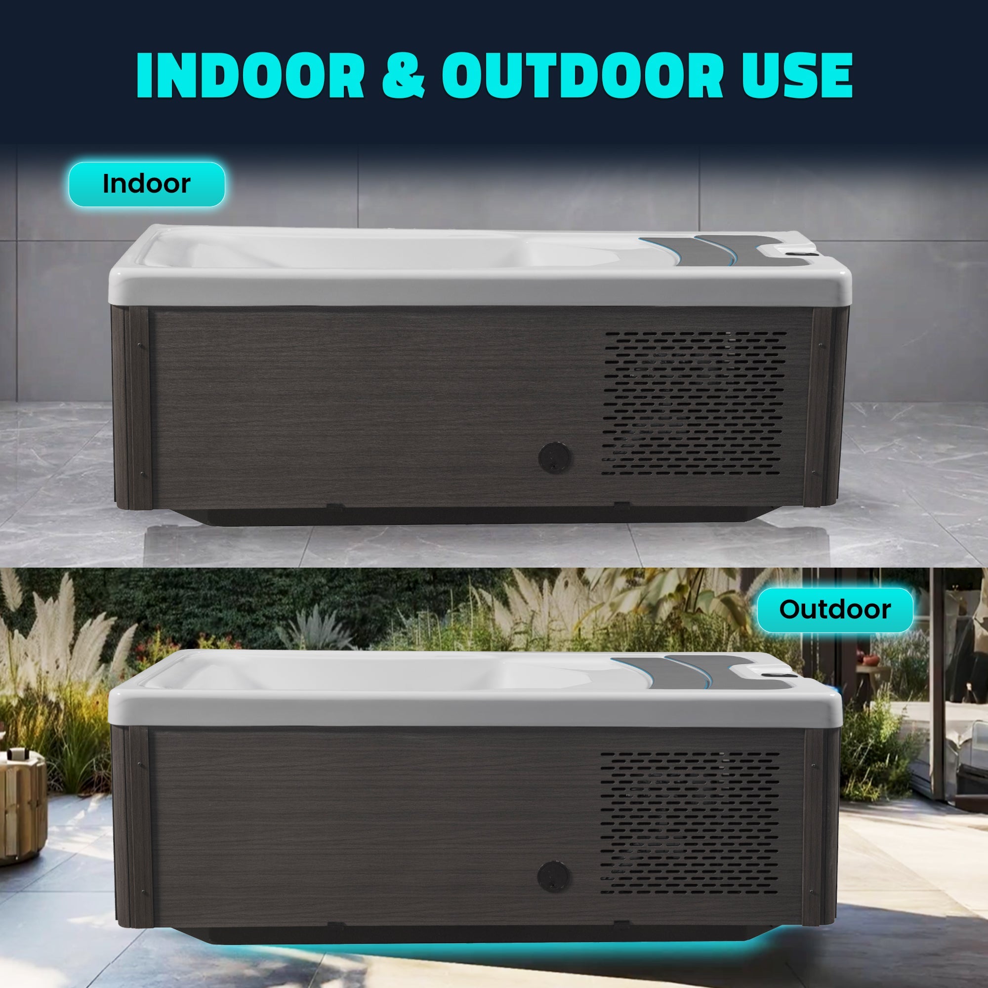 Borealis 69" 1-Person 2-Jet All-in-One Cold Plunge & Hot Tub with Built-In Chiller, Lights & WiFi in White