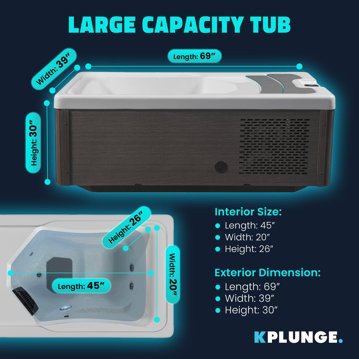 Borealis 69" 1-Person 2-Jet All-in-One Cold Plunge & Hot Tub with Built-In Chiller, Lights & WiFi in White