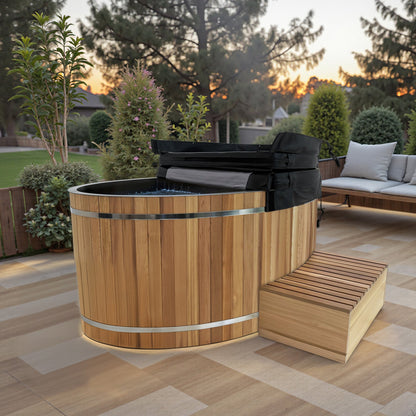 62" 2-Person Cedar Cold Plunge & Hot Tub with 24" Depth and 169-Gallon Capacity in Natural Finish