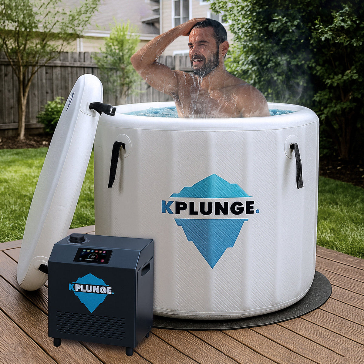Arctic Fox 39" 1-Person Inflatable Cold Plunge & Hot Tub with ¾ HP Chiller and Heater in Gray