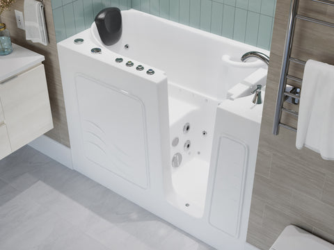 53 - 60 in. x 26 in. Right Drain Air and Whirlpool Jetted Walk-in Tub in White