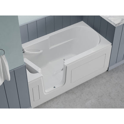 30 in. x 60 in. Left Drain Step-In Walk-In Soaking Tub with Low Entry Threshold in White