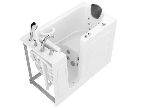 53 - 60 in. x 26 in. Left Drain Air and Whirlpool Jetted Walk-in Tub in White