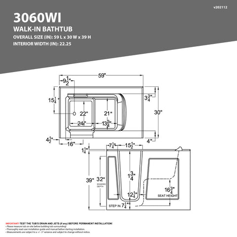 Coupe Series 30 in. x 60 in. Left Drain Quick Fill Walk-In Whirlpool and Air Tub with Powered Fast Drain in Biscuit