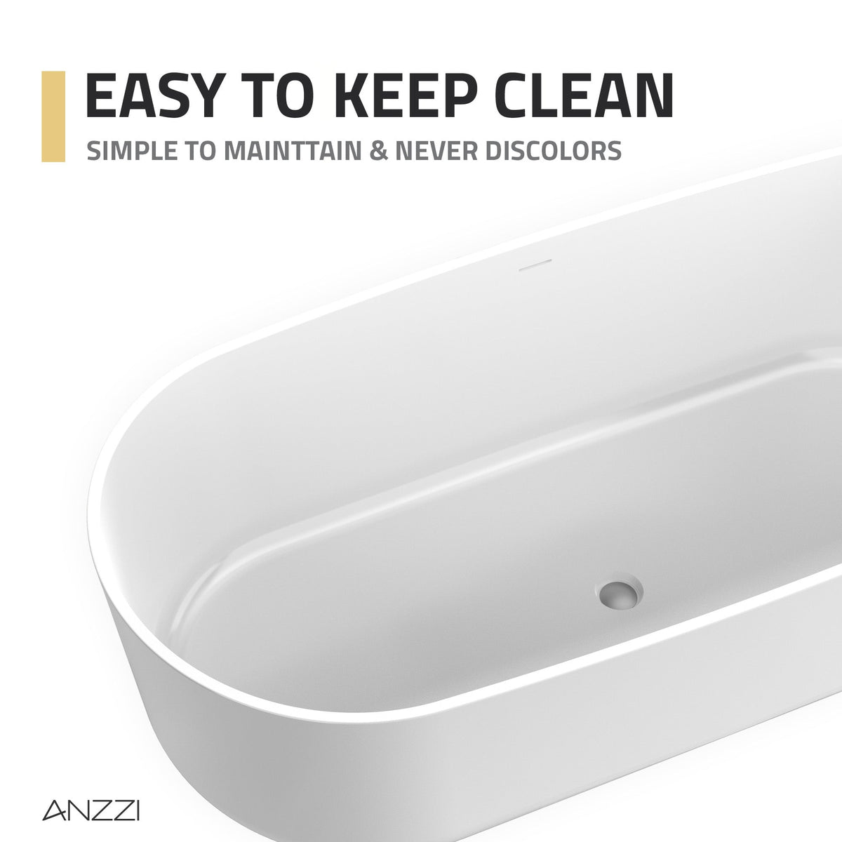 FT-AZ511 freestanding bathtub - easy-clean surface detail