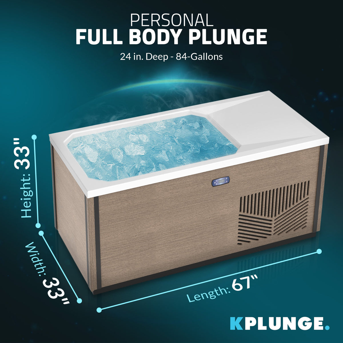 Iroquois 67" 1-Person Mono-Jet All-in-One Cold Plunge & Hot Tub with Built-In Chiller/Heater in Chestnut