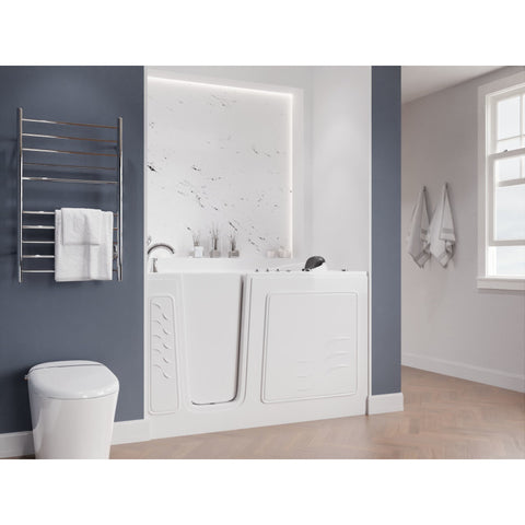 30 in. x 60 in. Left Drain Quick Fill Walk-In Whirlpool and Air Tub with Powered Fast Drain in White