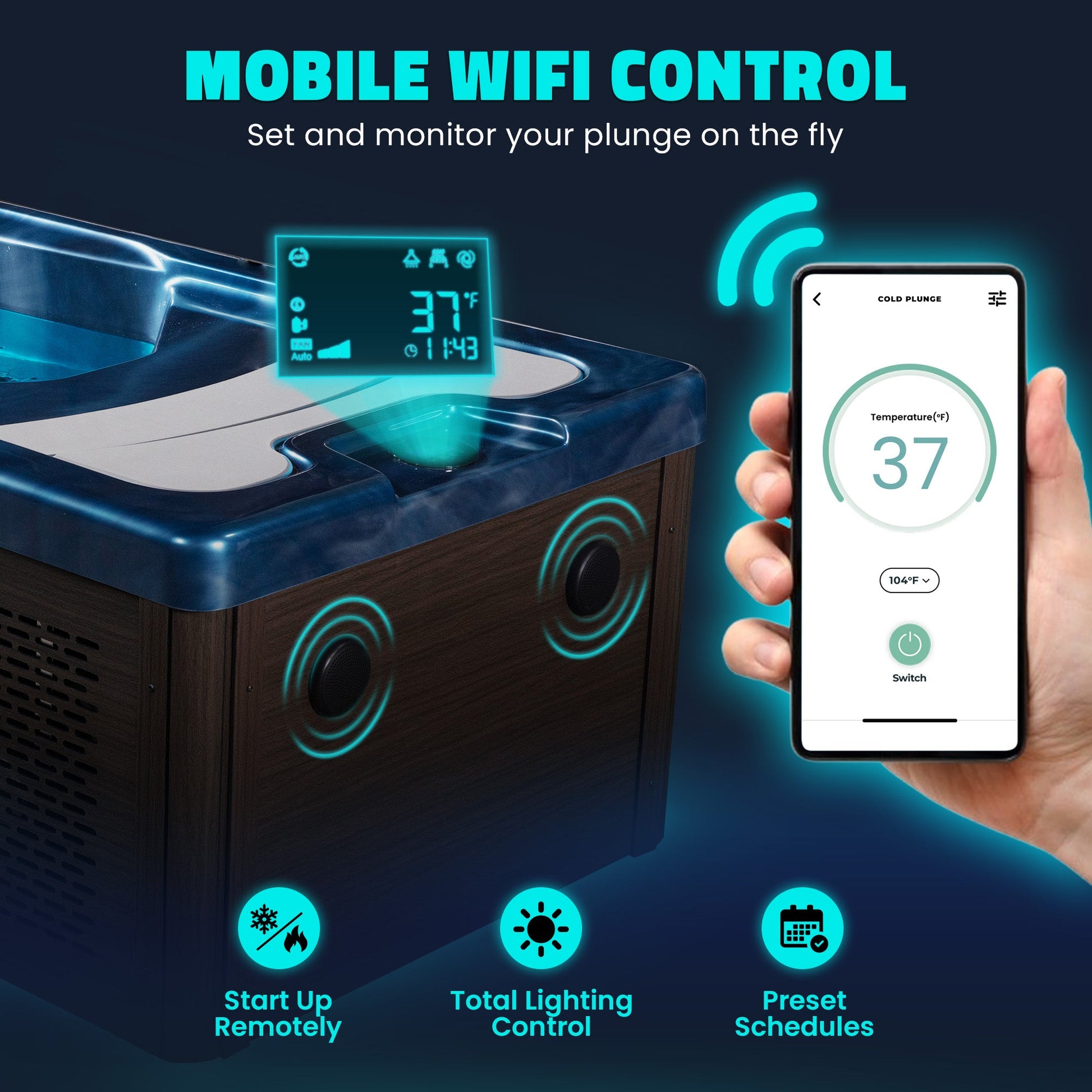 Borealis 69" 1-Person 2-Jet All-in-One Cold Plunge & Hot Tub with Built-In Chiller, Lights & WiFi in White