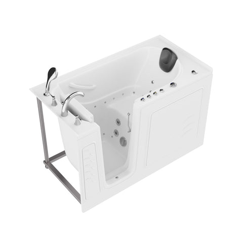 30 in. x 60 in. Left Drain Quick Fill Walk-In Whirlpool and Air Tub with Powered Fast Drain in White