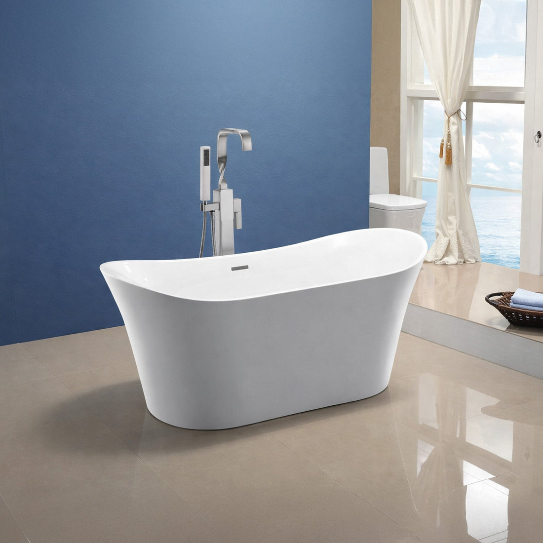 Eft Series 5.58 ft. Freestanding Bathtub in White — primary product view