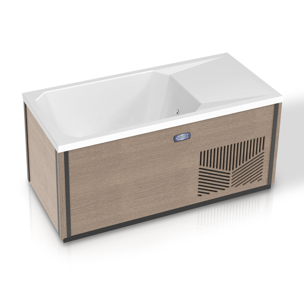 Iroquois 67" 1-Person Mono-Jet All-in-One Cold Plunge & Hot Tub with Built-In Chiller/Heater in Chestnut