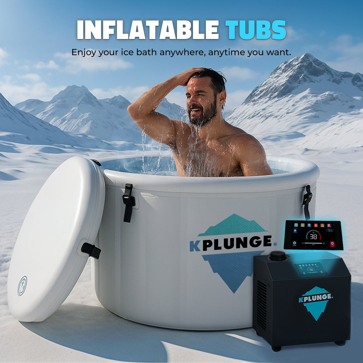 Arctic Fox 39" 1-Person Inflatable Cold Plunge & Hot Tub with ¾ HP Chiller and Heater in Gray